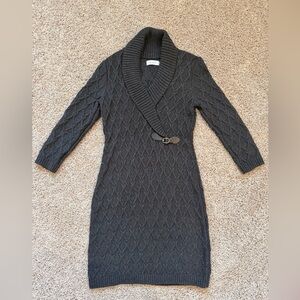 Calvin Klein Buckle Sweater Dress Size Small Charcoal